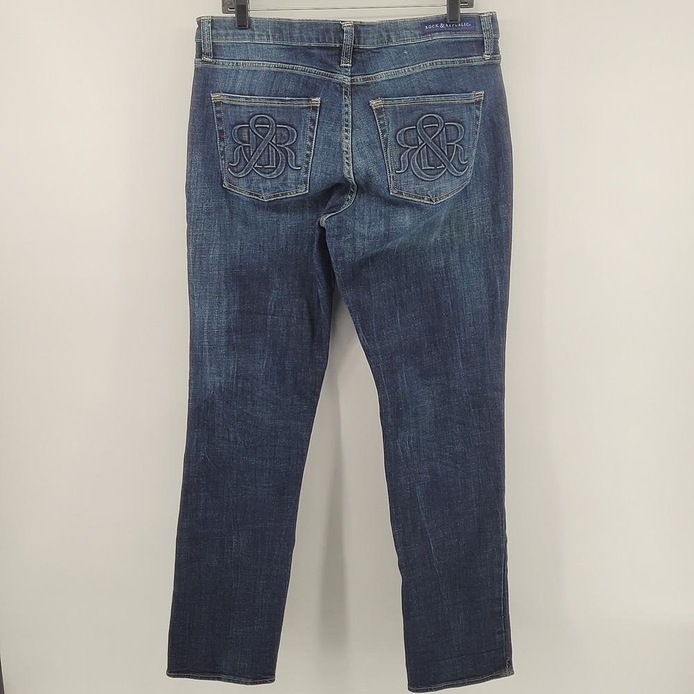 Rock & Republic Berlin Jeans 16M Blue Embroidered Pocket Straight Leg Womens - Picture 8 of 8